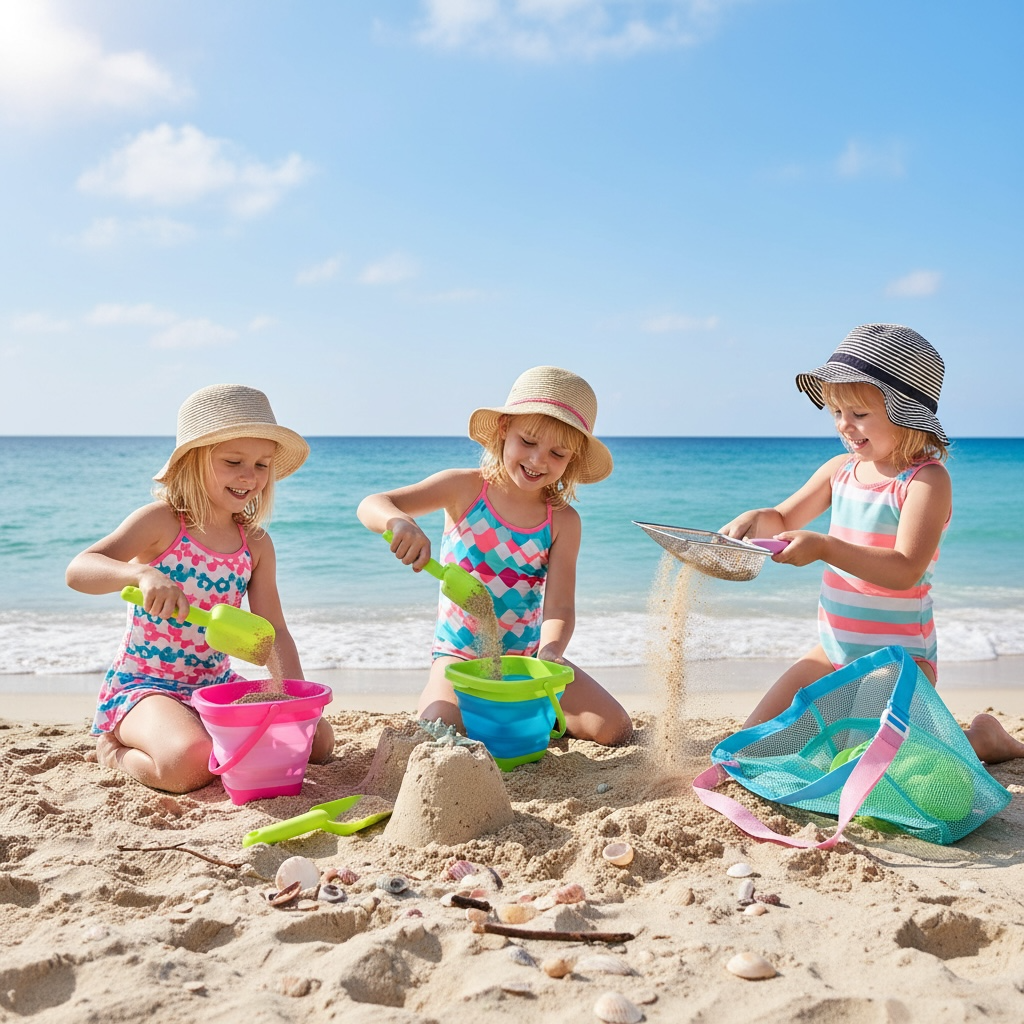 Kids 8PCS Beach Sand Toy Set – Fun & Foldable Adventure! by Wave & Hang