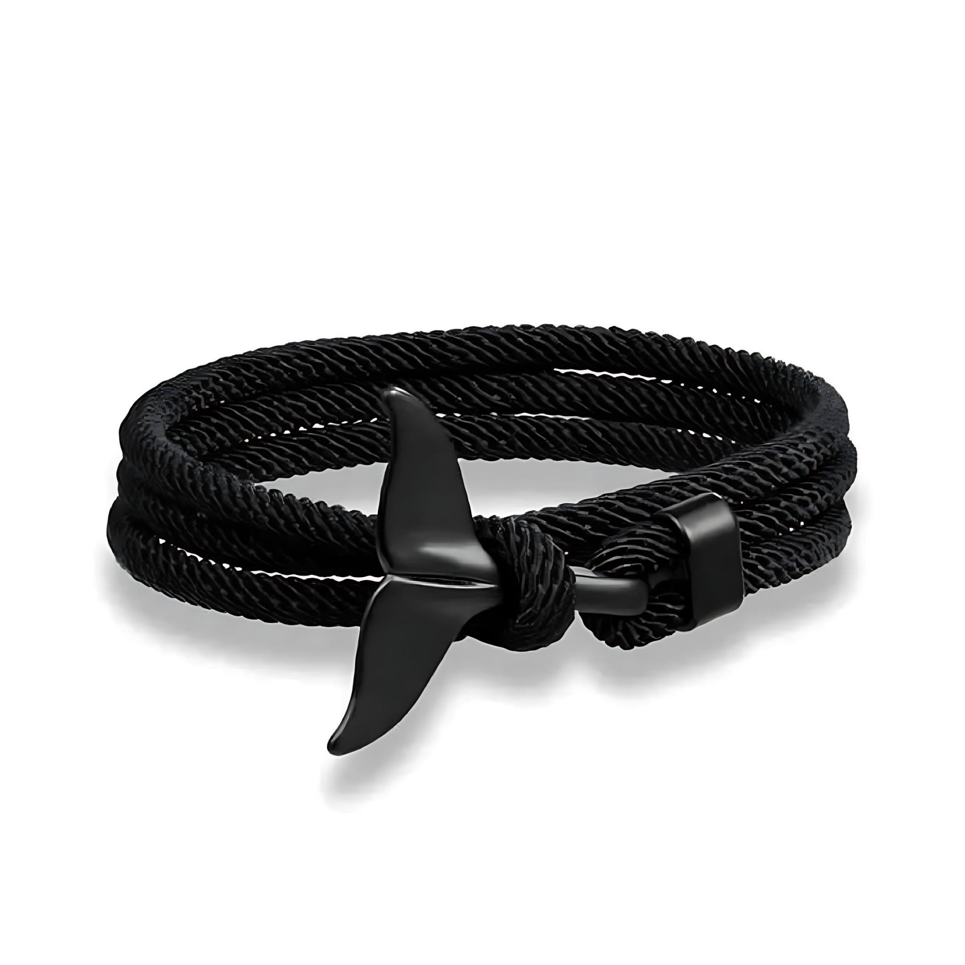 Ocean Whale Tail Anchor Bracelet Adjustable Nautical Rope for Couples and Ocean Lovers by Wave & Hang