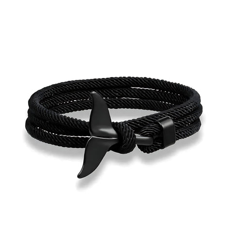 Ocean Whale Tail Anchor Bracelet Adjustable Nautical Rope for Couples and Ocean Lovers by Wave & Hang
