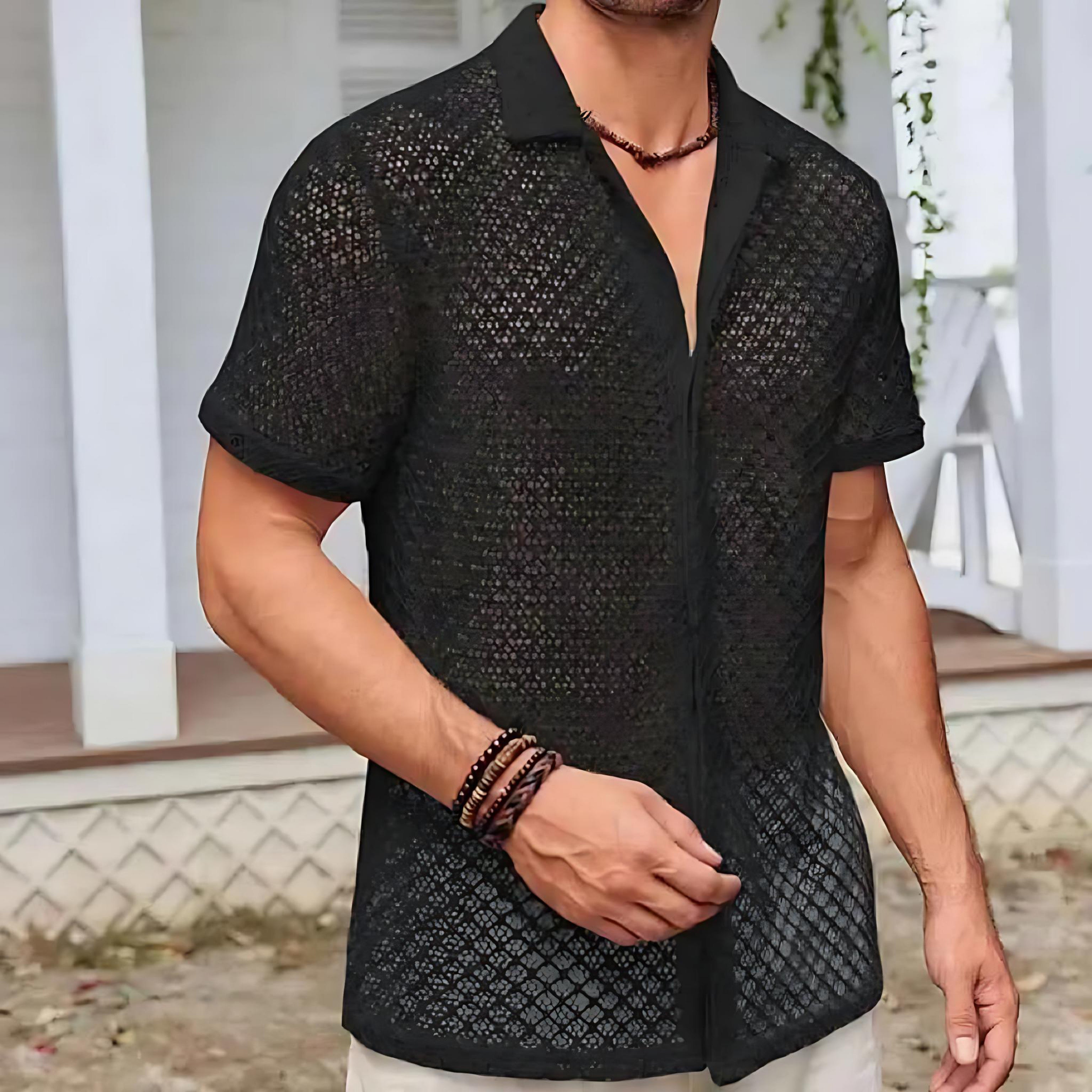 Men's Mesh Summer Shirt | Breathable Beachwear by TrendyStyle by Wave & Hang