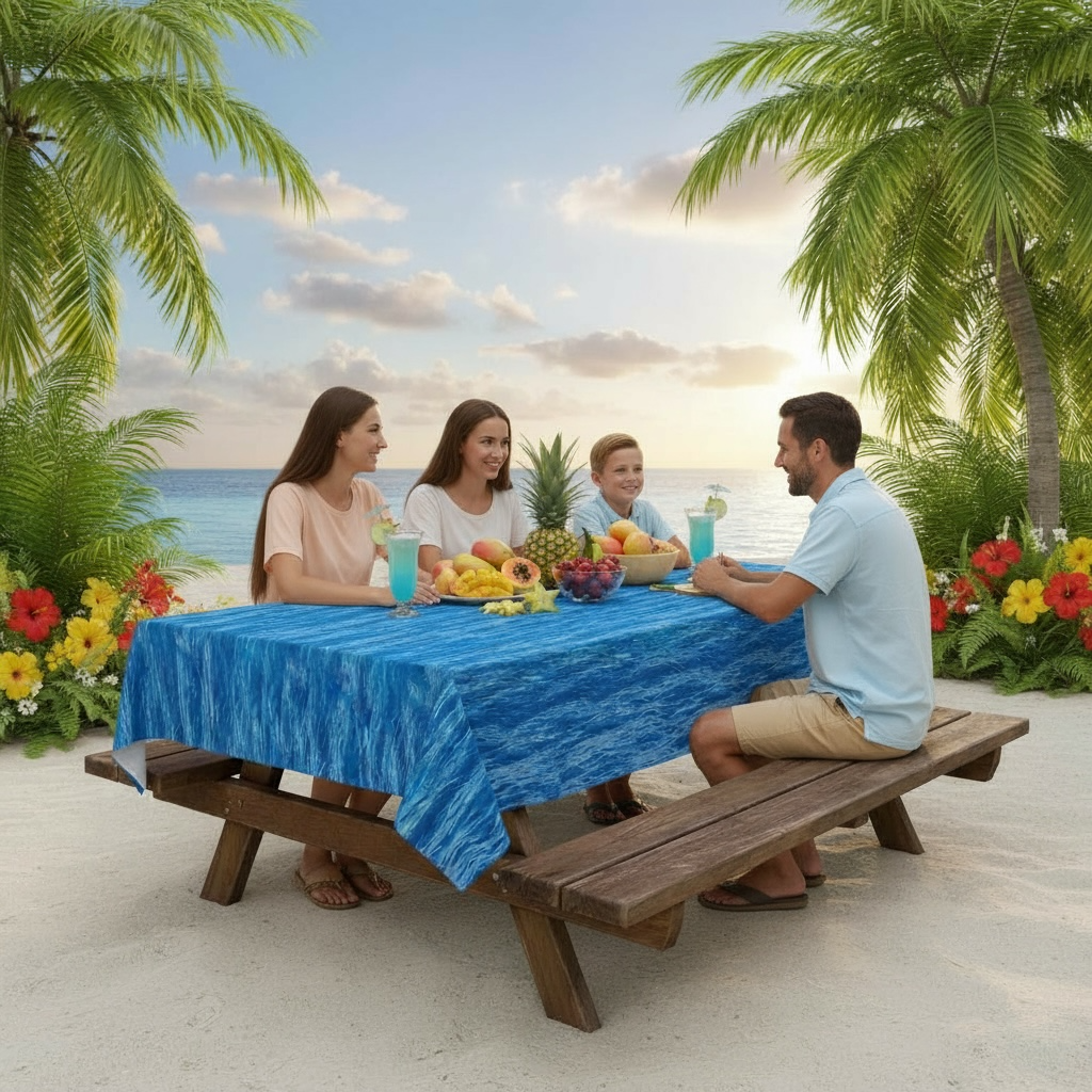 Hegbolke 2 Pack Ocean Wave Tablecloths 51 By 106 Inches Disposable Plastic Covers For Beach Pool Mermaid Parties by Wave & Hang