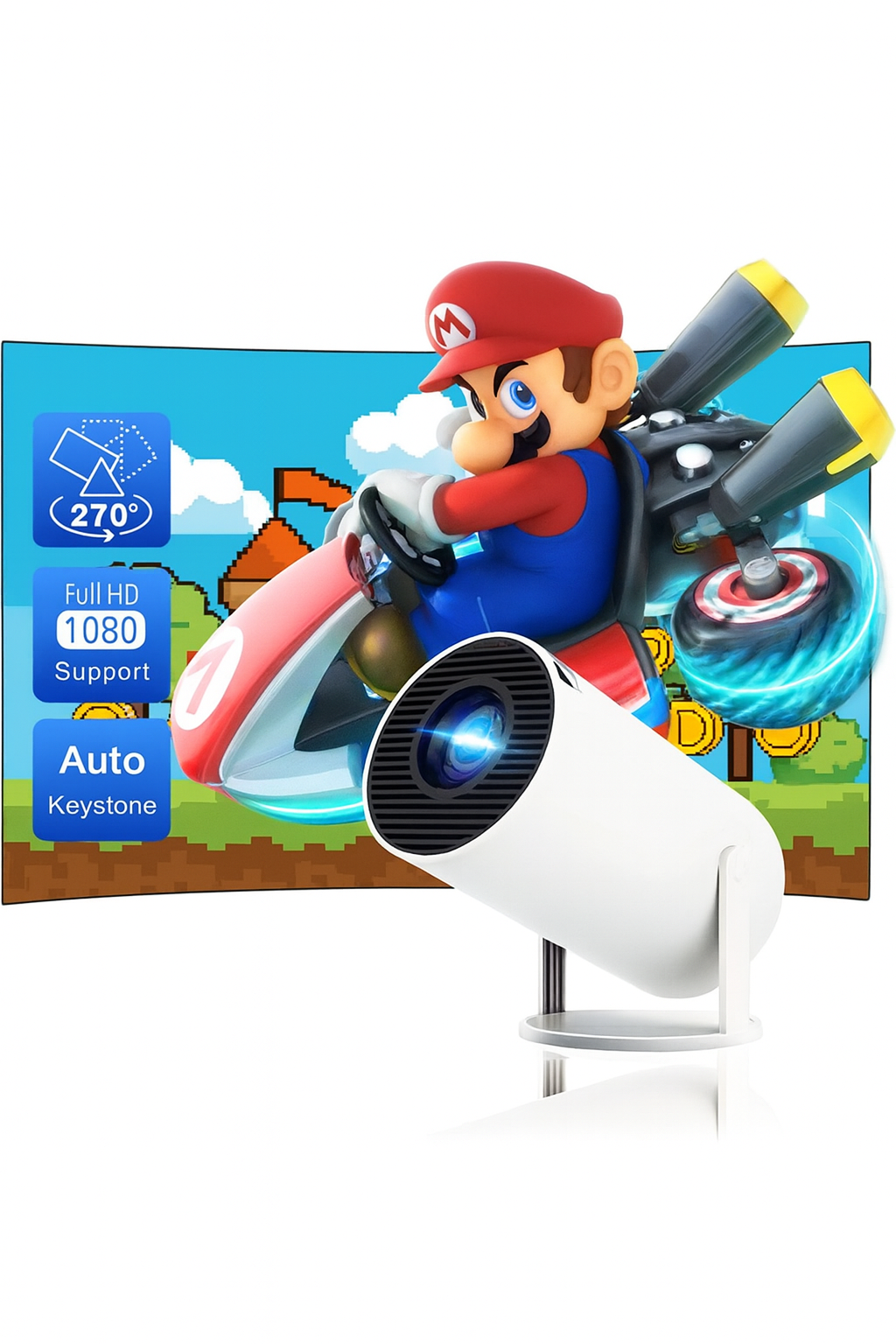 CosyCove™ 4K Mini Projector – Portable Smart Projector with WiFi 6, BT 5.0, Android 11 & 180° Rotatable Design