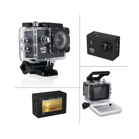 1080p Waterproof Sports Action Camera with HD Recording & Underwater Housing