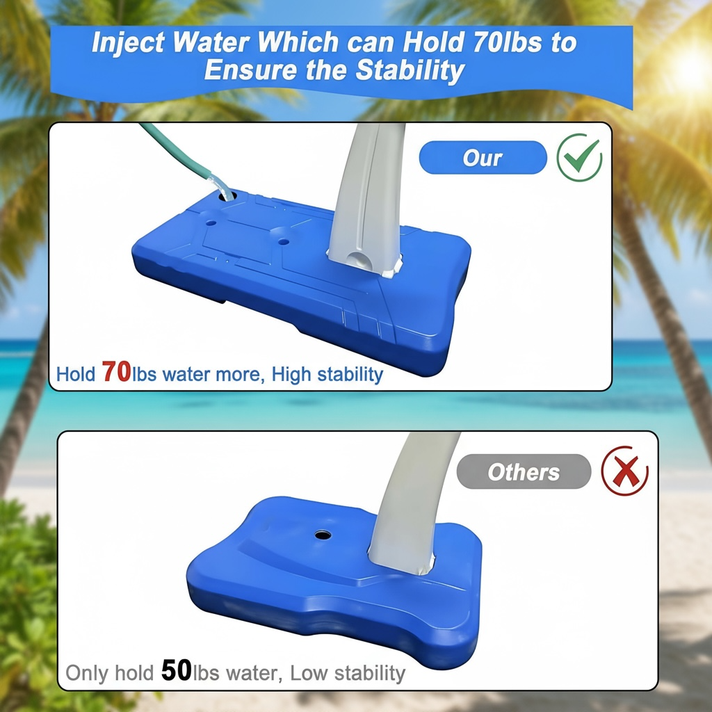 Lxheir Adjustable Pool Basketball Hoop Set With 2 Balls Pump And Sturdy Base For Family Fun by Wave & Hang