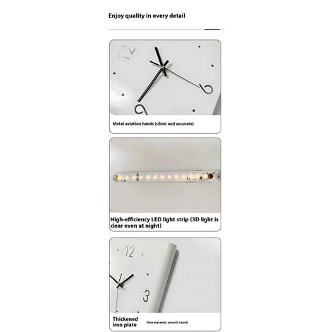Modern Silent Quartz Wall Clock | Elegant LED Design for Home by Wave & Hang