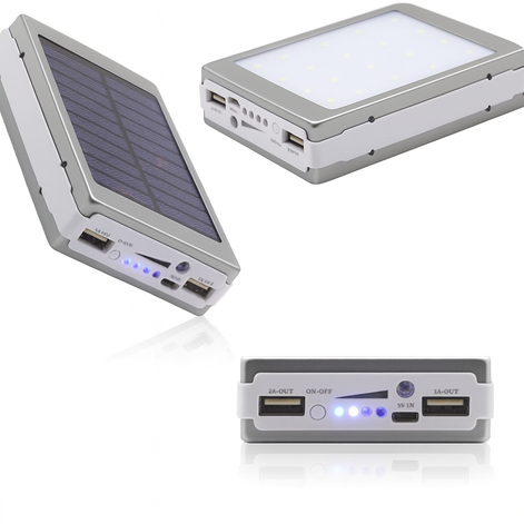 Solar Power Bank Portable Charger – 20000mAh Aluminum Alloy USB Battery Pack