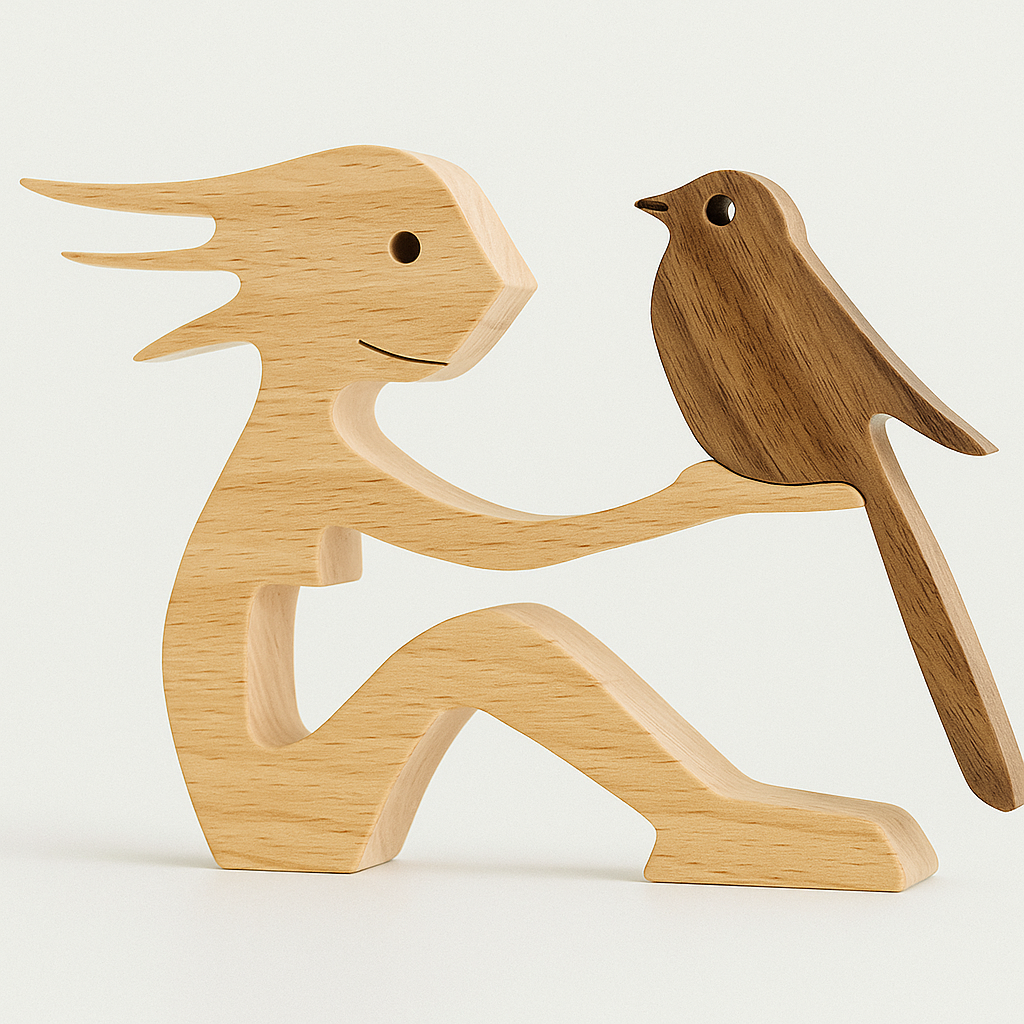 Wood Dog Sculpture Handmade Solid Wood by Wave & Hang