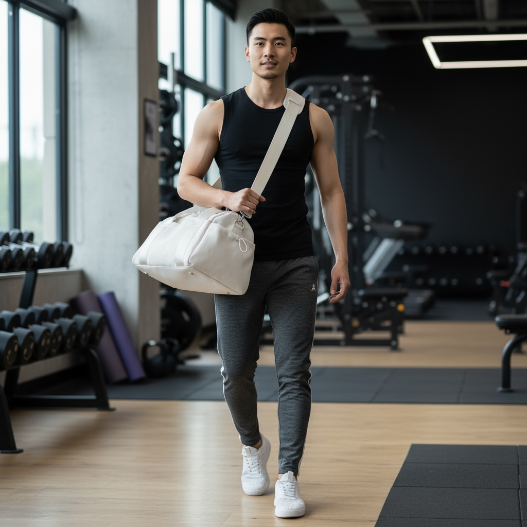 Sports Duffel Bag Lightweight Nylon Water Resistant Shoulder Strap by Wave & Hang