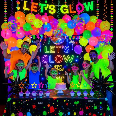 Neon Glow Party Kit – 122-Piece Set for Epic Celebrations by Wave & Hang