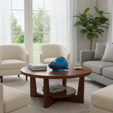 Hand-Blown Glass Conch 🐚 Luxury Ocean Blue Decorative Accent – Coastal Home Elegance by Wave & Hang