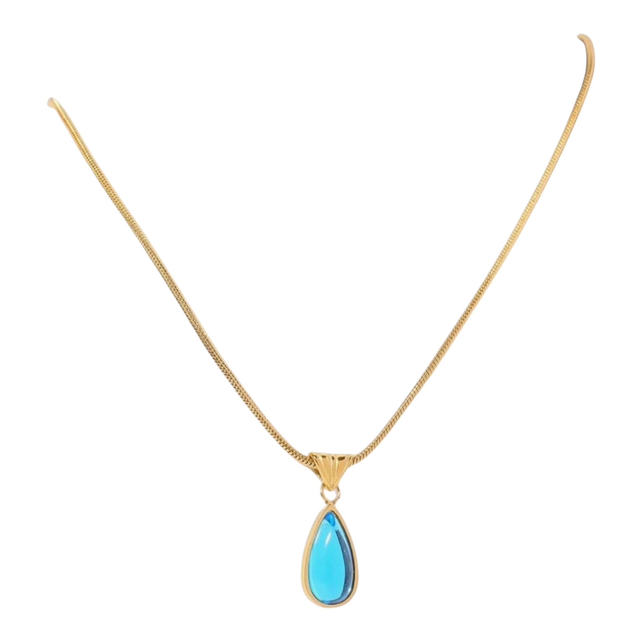 Blue Ocean Drop Necklace - Serene Teardrop Pendant for Women by Wave & Hang