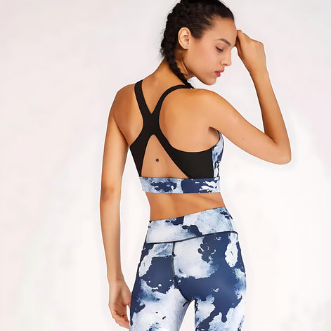 Women’s Ocean Print Yoga Set – 2-Piece Moisture-Wicking Workout Outfit for Gym, Running, and Fitness Training