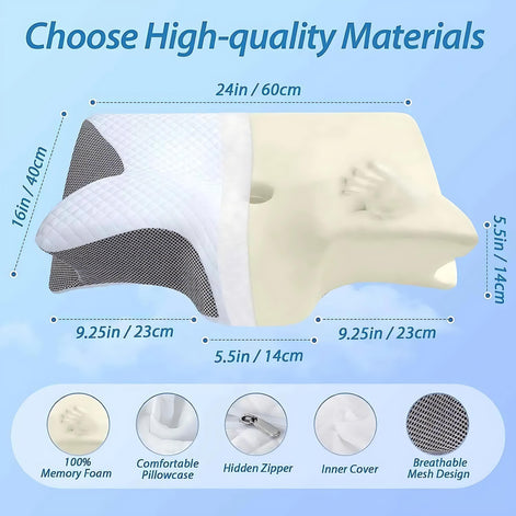 Orthopedic Memory Foam Cervical Pillow Ergonomic Butterfly Neck Support For Pain Relief And Alignment by Wave & Hang