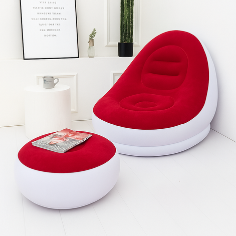 Thick Inflatable Lazy Sofa With Footstool Portable Lounger by Wave & Hang