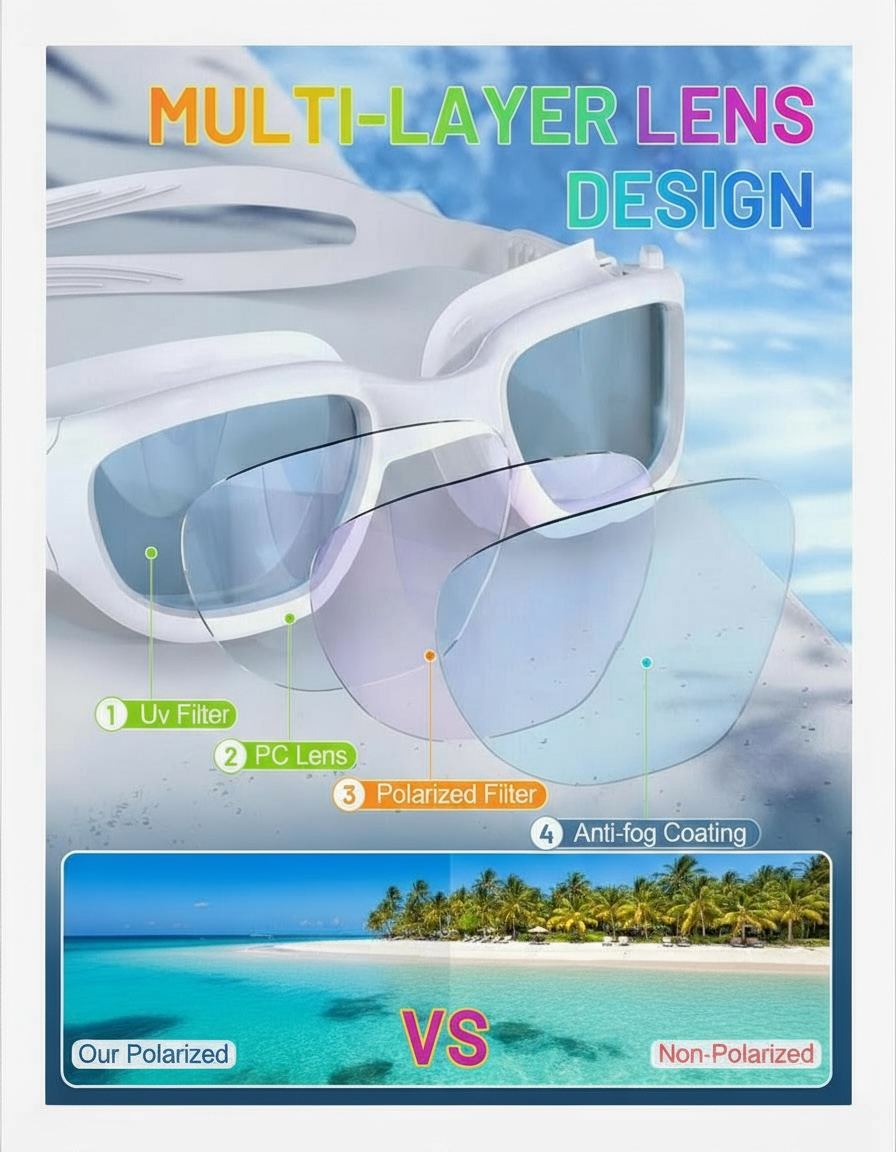 Zeligerstar Polarized Swimming Goggles Anti Fog UV Protection Panoramic Vision For Men And Women by Wave & Hang