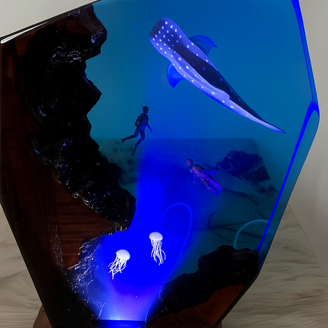 Creative USB Ocean Night Lamp 3D Underwater LED Desk Light Ocean Scene Resin Lamp For Bedroom Decor by Wave & Hang