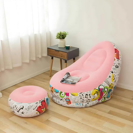 Thick Inflatable Lazy Sofa With Footstool Portable Lounger by Wave & Hang