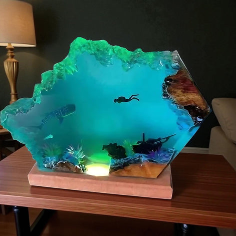 Submarine Cave Diver Decor – Stunning Ocean Art for Adventurers by Wave & Hang