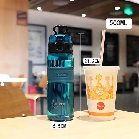 Sports Plastic Water Bottle 500ml BPA Free Heat Resistant Anti Fall Eco Friendly Hydration Bottle by Wave & Hang