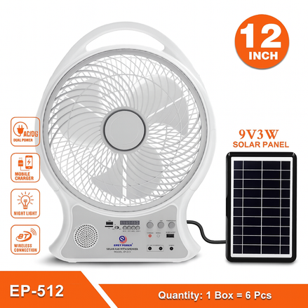 12-Inch Solar-Powered Portable Fan with Dual Power | Outdoor, Camping & Emergency Use