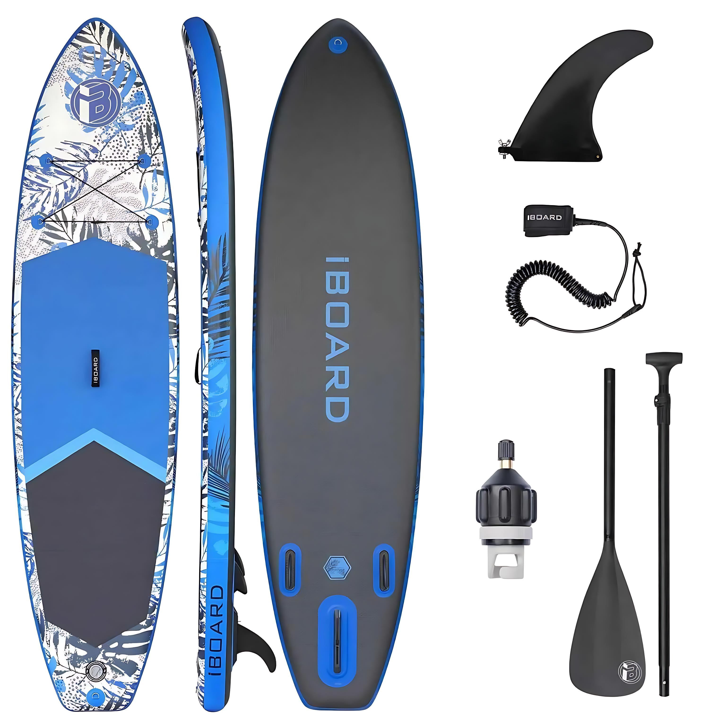iBOARD Inflatable Paddle Board 11′×32″×6″ – Premium SUP with Accessories by Wave & Hang