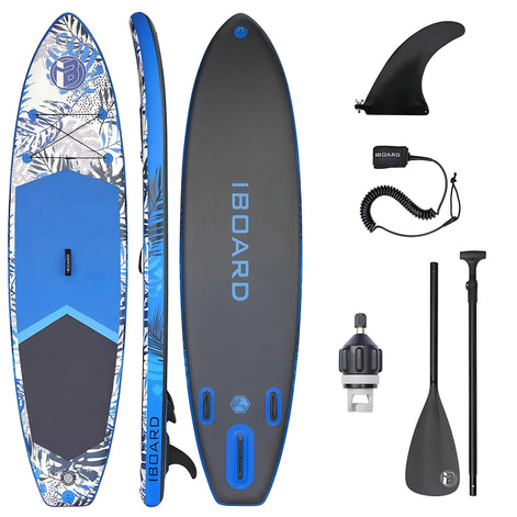 iBOARD Inflatable Paddle Board 11′×32″×6″ – Premium SUP with Accessories by Wave & Hang