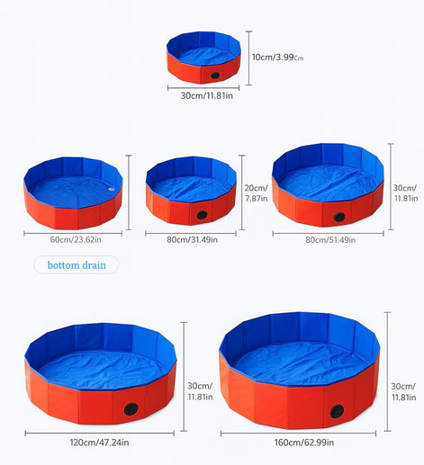 Foldable Pet Swimming Pool – Durable PVC Bathing & Play Pool for Dogs & Cats by Wave & Hang
