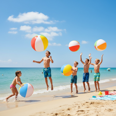 Top Race Inflatable Beach Balls - 24" Rainbow Color (Set of 6)
