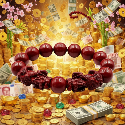 Feng Shui Pixiu Cinnabar Bracelet – Attract Wealth & Luck by Wave & Hang
