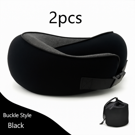 Premium Memory Foam Travel Neck Pillow Ergonomic U Shaped Support For Flights Cars And Office by Wave & Hang