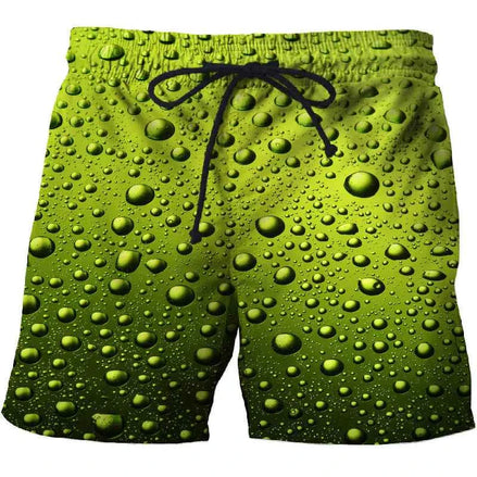 Waterdrop 3D Printed Beach Shorts with Pockets – Cotton Comfort