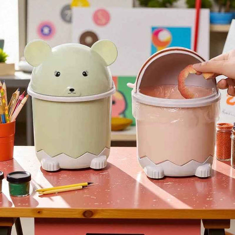 Panda Flip-Top Mini Trash Can | Cute Desktop Bin for Bathroom & Office