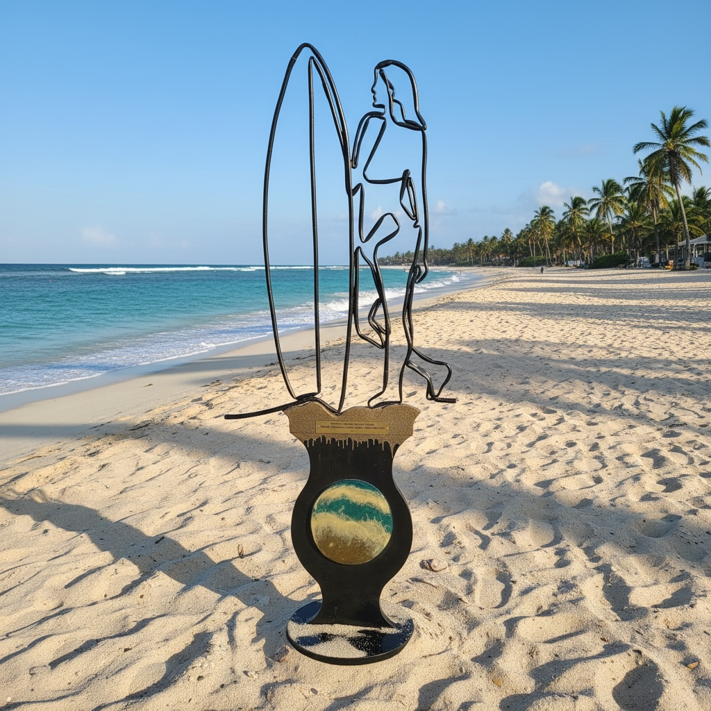 Goddess Of The Tides Tideborn Empress Limited Edition One Line Resin And Wood Sculpture by Wave & Hang