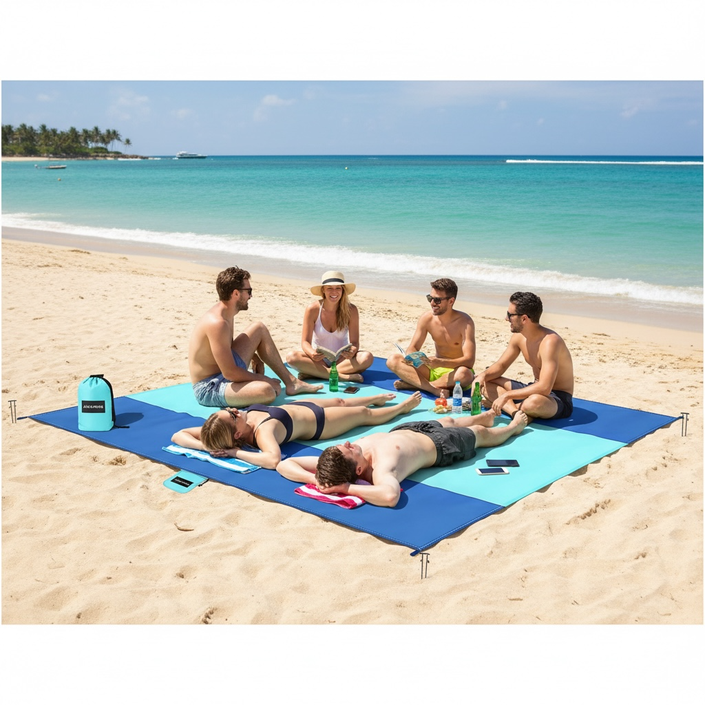 AlphaBeing Beach Blanket - Waterproof & Sandproof 7x7 ft for 6 Adults