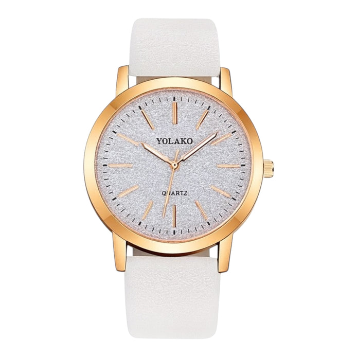 Women’s Glitter Leather Band Quartz Watch – Slim & Elegant Design by Wave & Hang