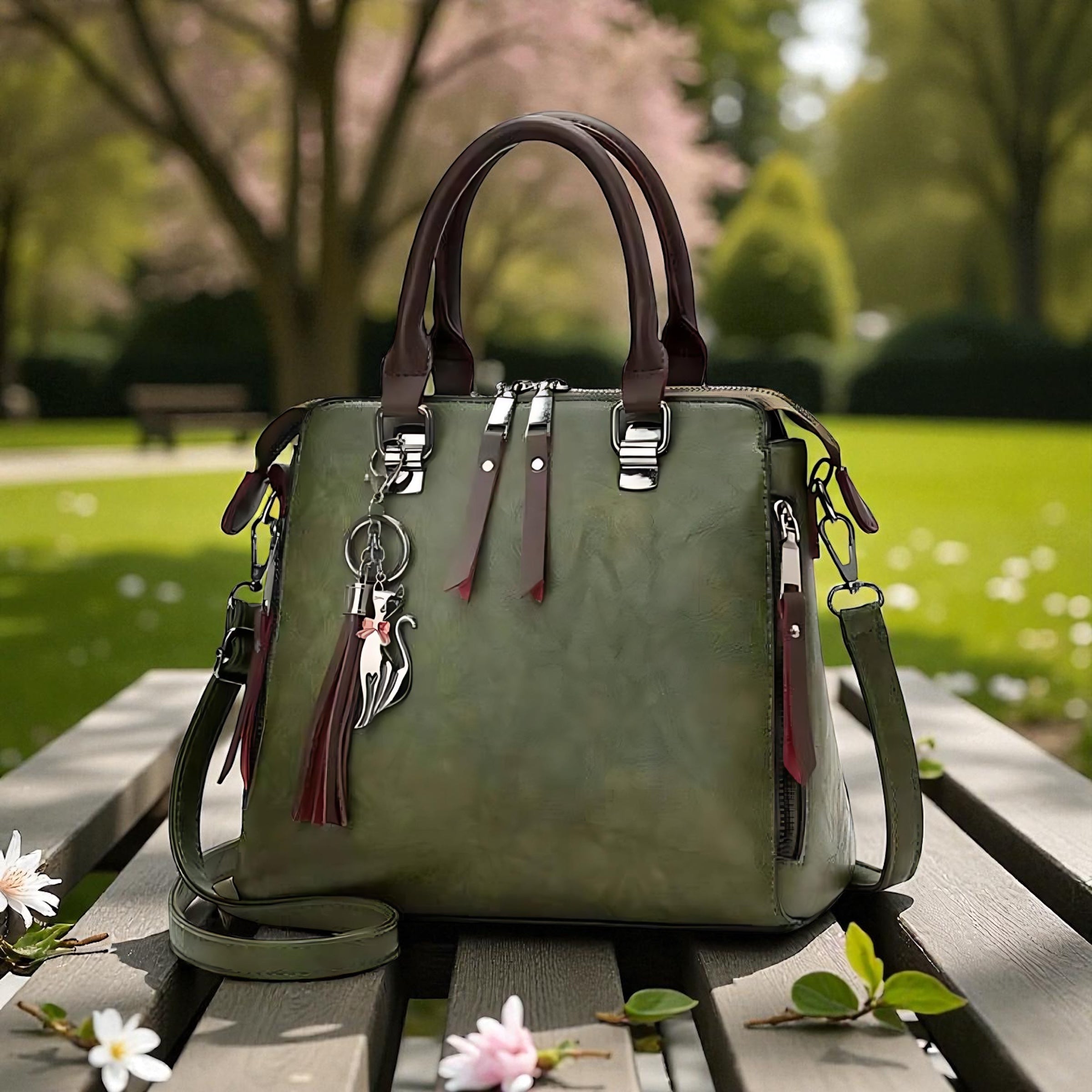 Charming Cat Tote Bag – Stylish PU Leather Purse for Women by Wave & Hang