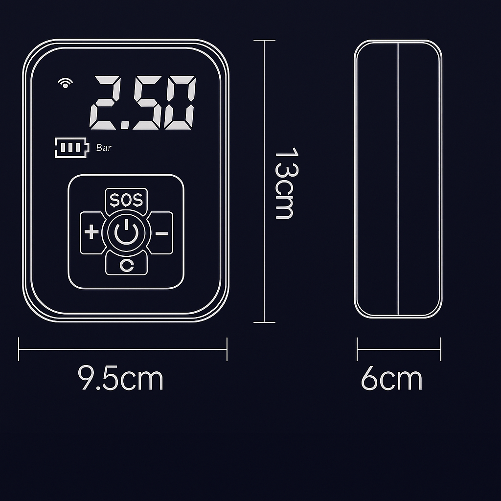 Portable Wireless Car Air Pump With Digital Display, 100W USB Rechargeable Inflator For Cars, Bikes, Motorcycles by Wave & Hang