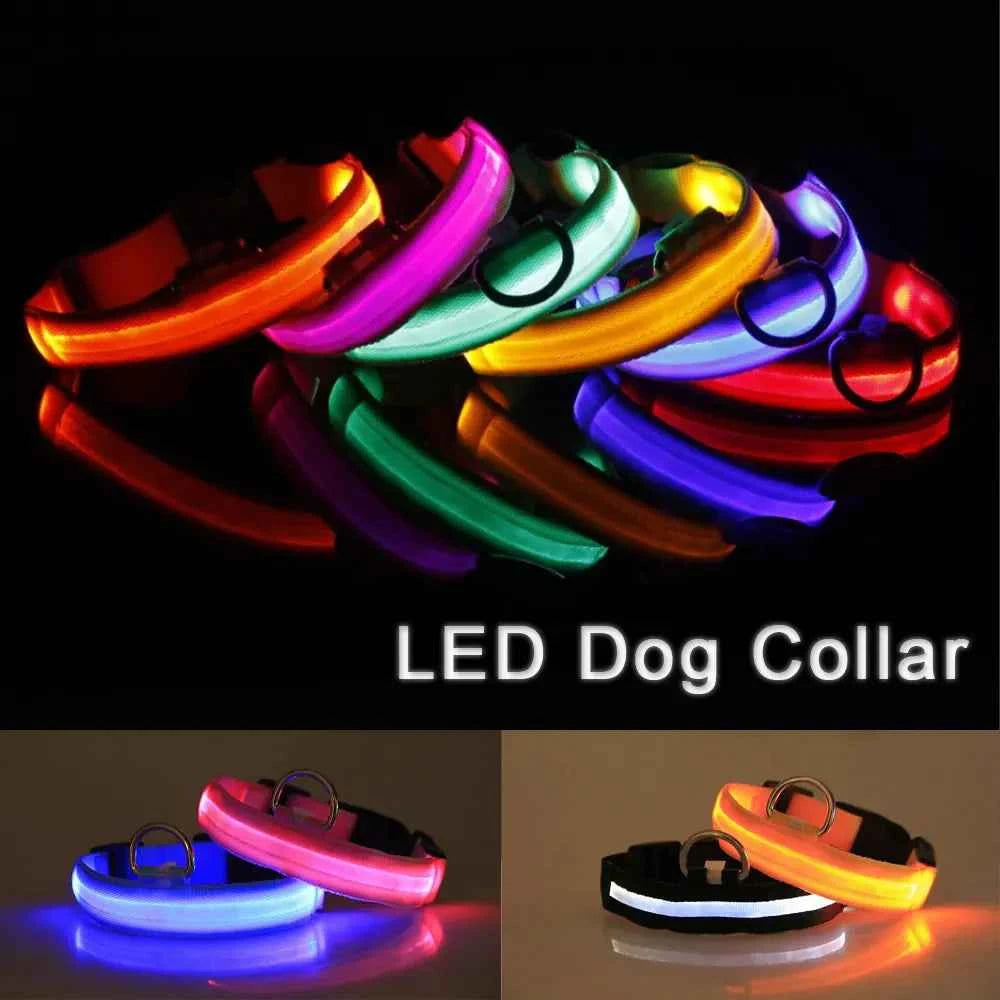 LED Adjustable Dog Collar – Waterproof Blinking Glow Safety Light for Pets
