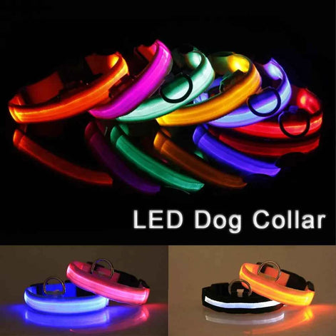 LED Adjustable Dog Collar – Waterproof Blinking Glow Safety Light for Pets