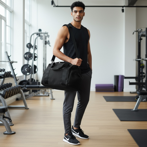 Sports Duffel Bag Lightweight Nylon Water Resistant Shoulder Strap by Wave & Hang