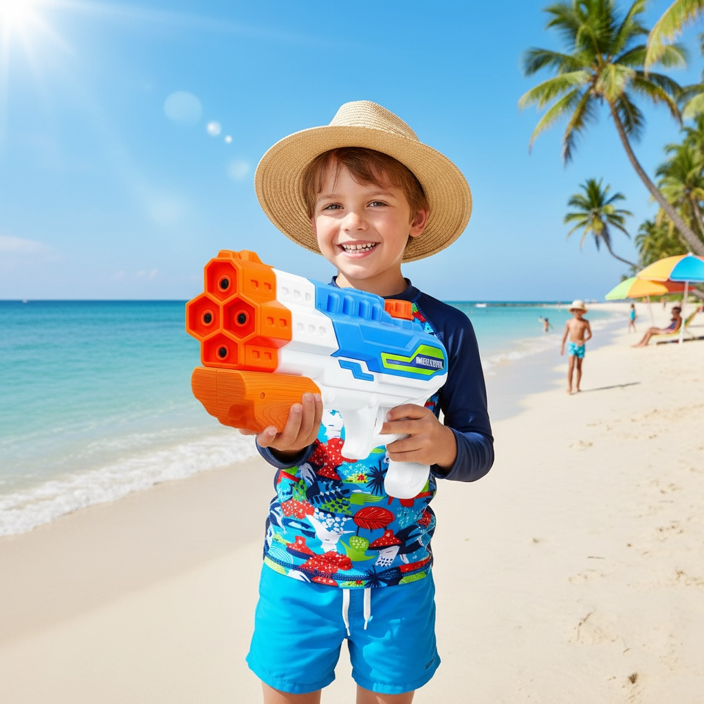 Water Gun Blaster With 4 Nozzles High Pressure Soaker 1150ml Large Capacity For Pool And Beach Fun by Wave & Hang