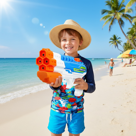 Water Gun Blaster With 4 Nozzles High Pressure Soaker 1150ml Large Capacity For Pool And Beach Fun by Wave & Hang