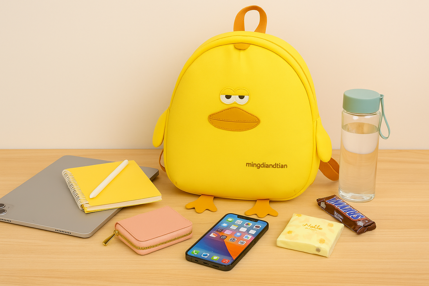 🦆 3D Duck Backpack – Cute Yellow Cartoon Bag for Kids & Teens