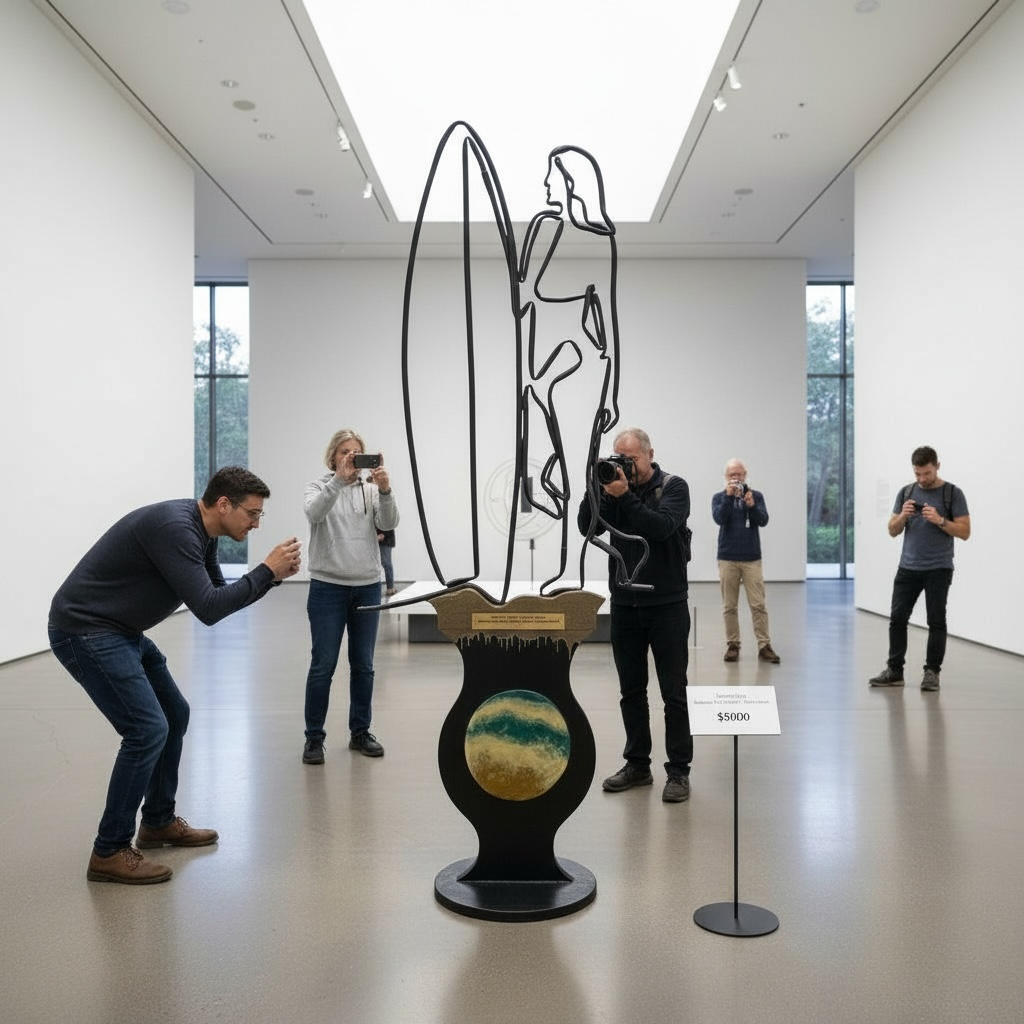 Goddess Of The Tides Tideborn Empress Limited Edition One Line Resin And Wood Sculpture by Wave & Hang