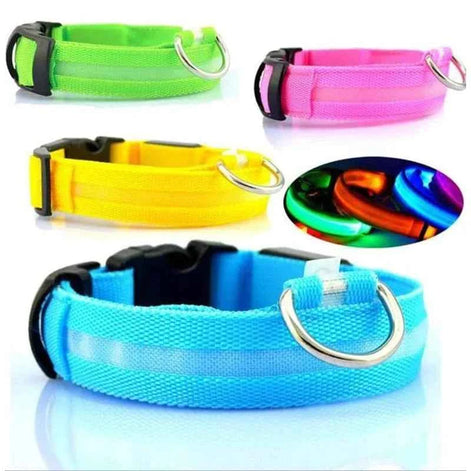 LED Adjustable Dog Collar – Waterproof Blinking Glow Safety Light for Pets