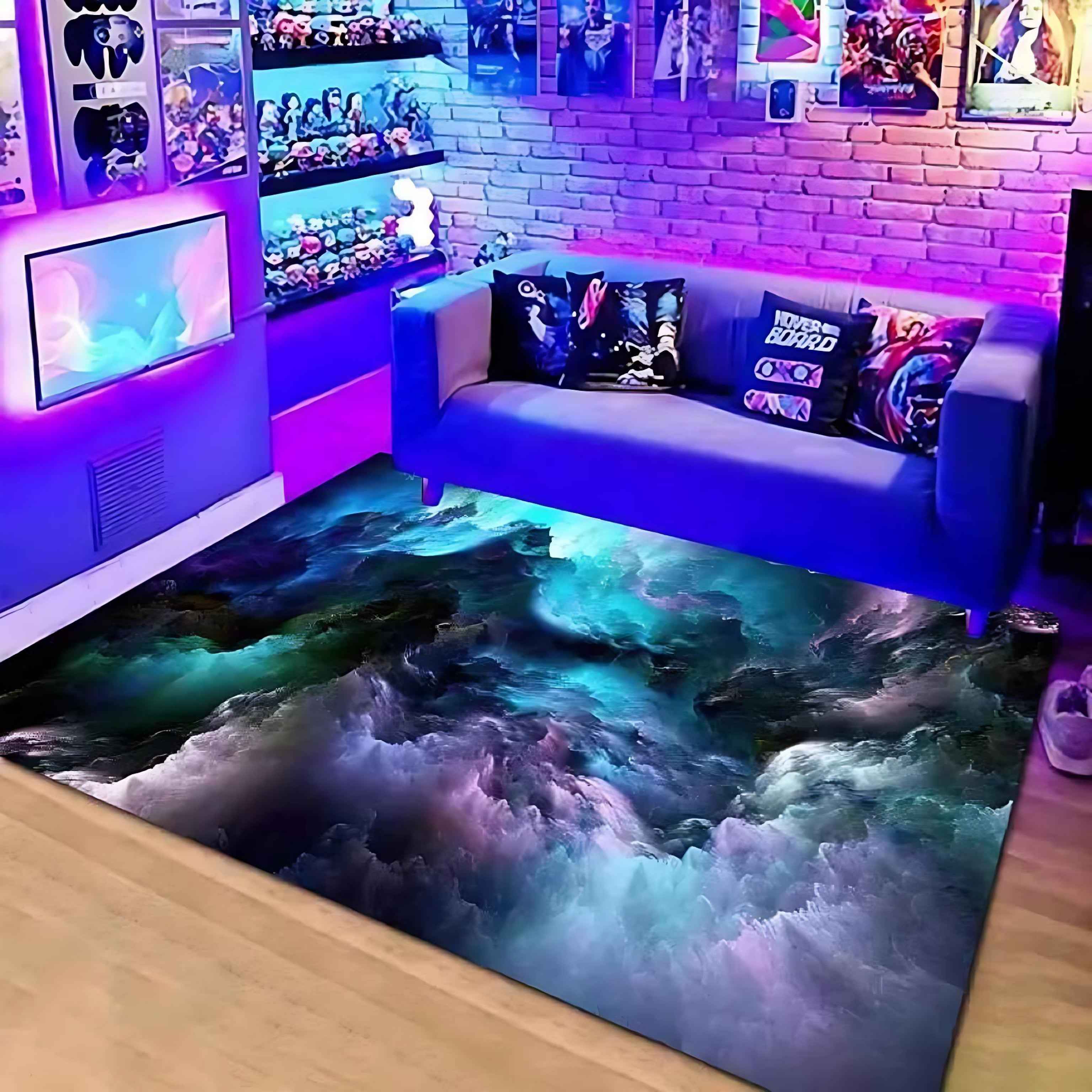 3D Galaxy Space Star Rug | Cosmic Area Carpet for Living Room Decor