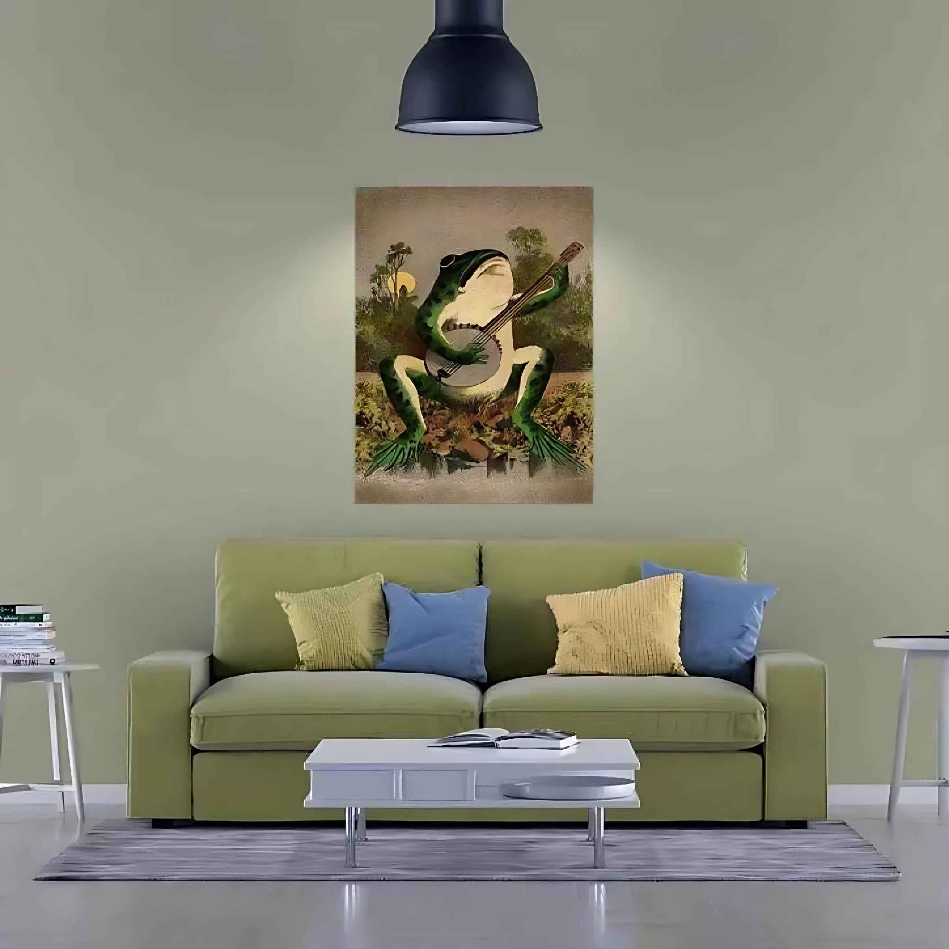 Banjo Frog Canvas Wall Art | Nature-Inspired Frog Print for Home Decor