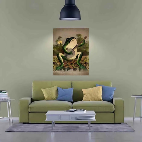 Banjo Frog Canvas Wall Art | Nature-Inspired Frog Print for Home Decor
