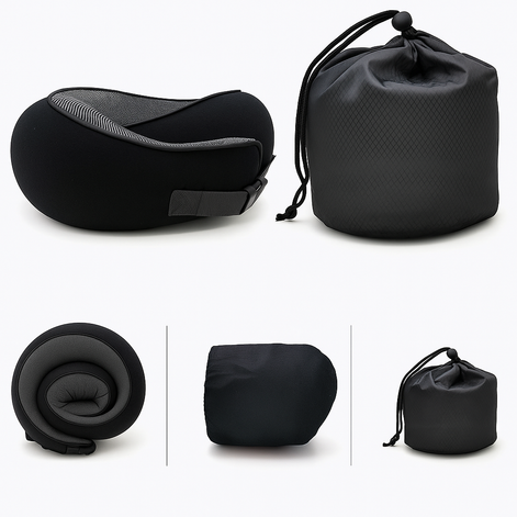 Premium Memory Foam Travel Neck Pillow Ergonomic U Shaped Support For Flights Cars And Office by Wave & Hang