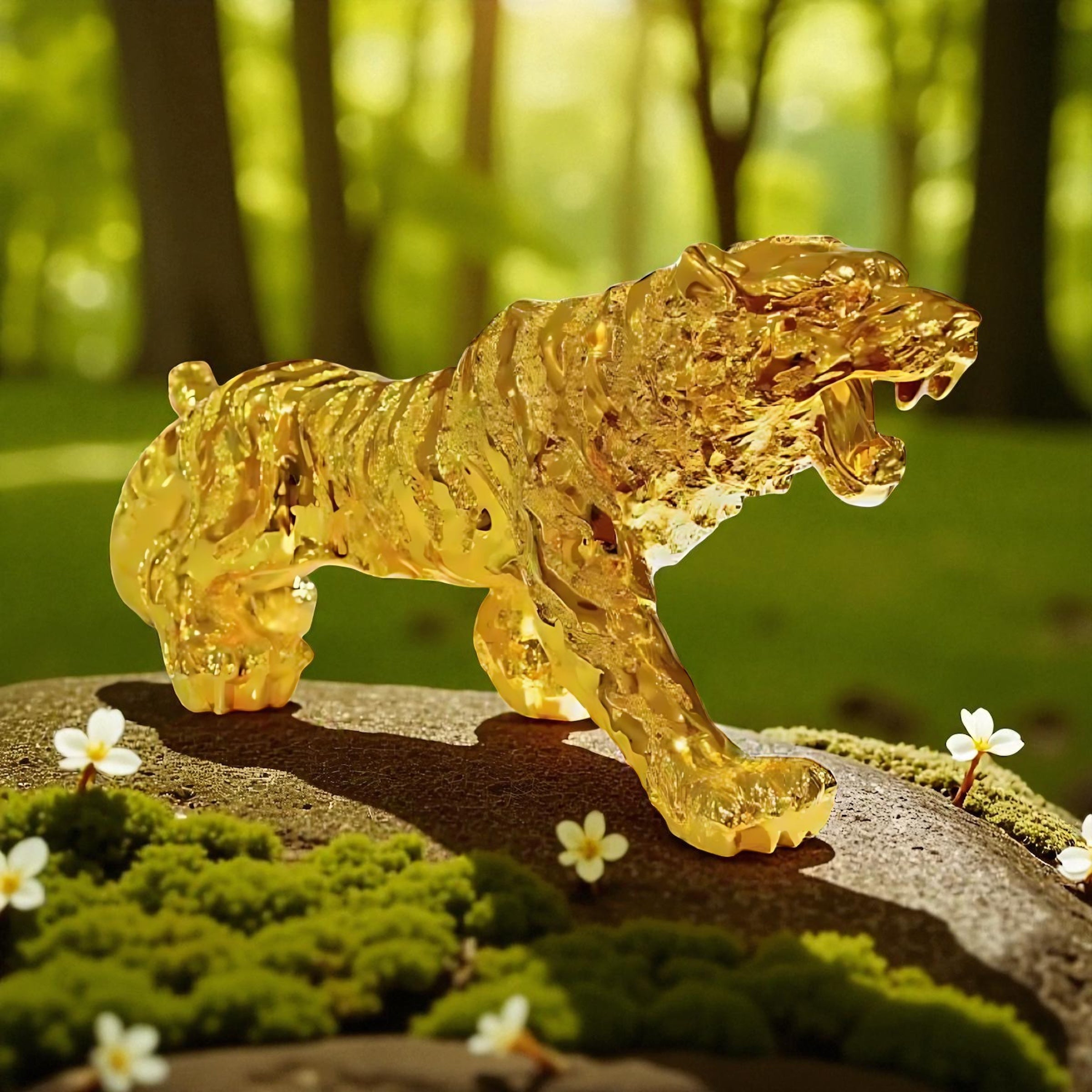 Luxury Resin Tiger Figurine | Strength & Wealth Symbol by Wave & Hang